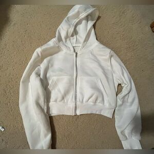 SHEIN Cream Zip-Up Hoodie for Women